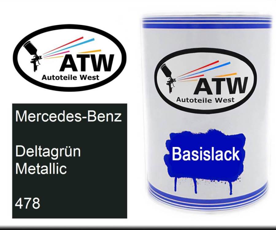 Mercedes-Benz, Deltagrün Metallic, 478: 500ml Lackdose, von ATW Autoteile West.